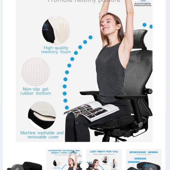 Black Memory Foam Seat Cushion - Picture 2 of 5